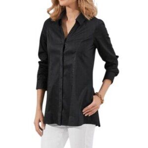 New Soft Surroundings Black Cotton Button Down Shirt Womens Size Large Corporate